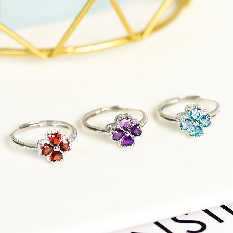 Four-leaf Clover Crystal Natural Stone Ring