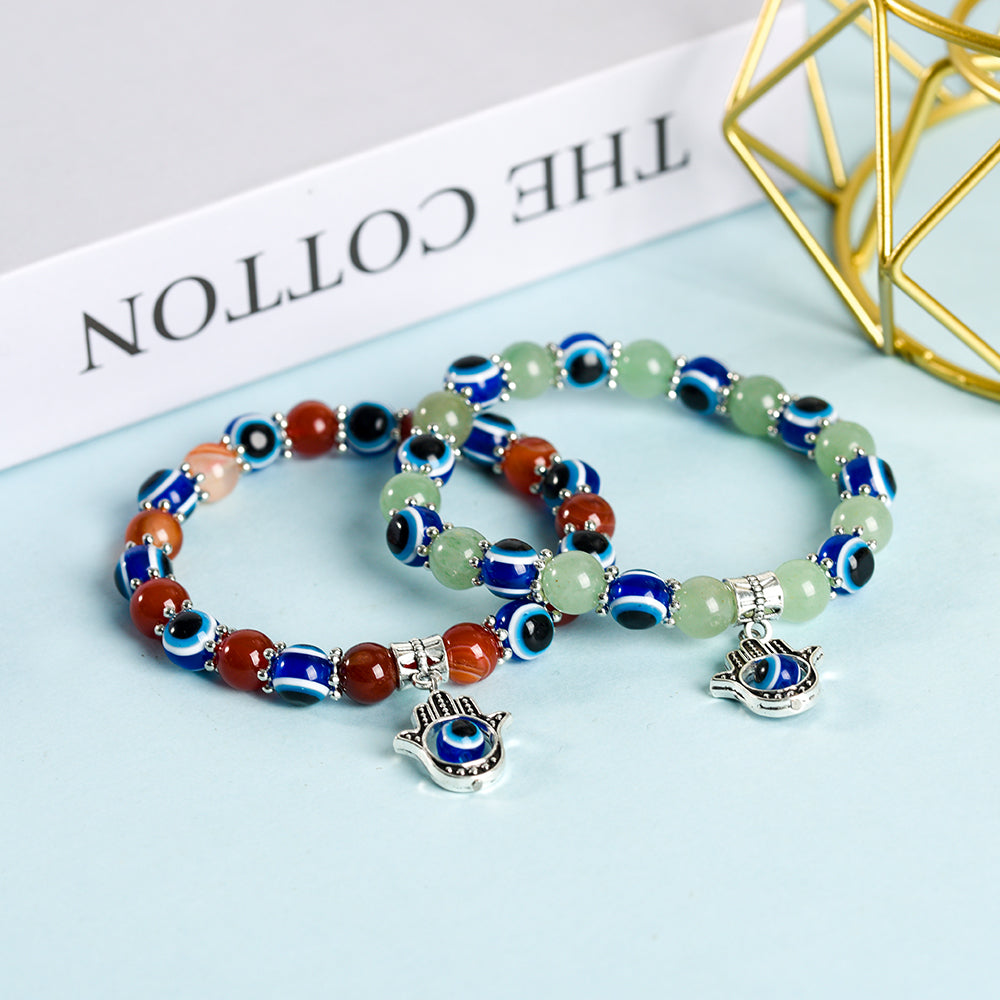 Evil Eye Bead Crystal Natural Stone Bracelet