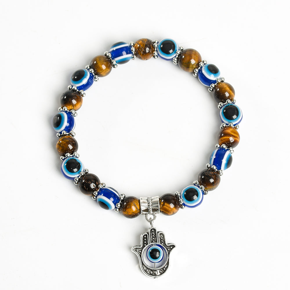 Evil Eye Bead Crystal Natural Stone Bracelet