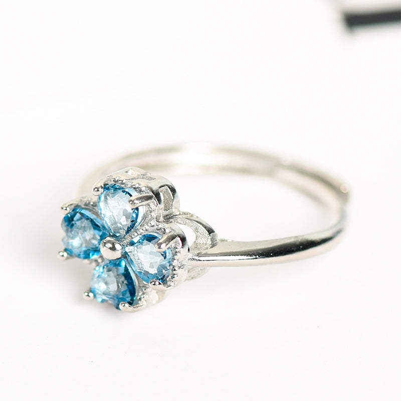 Four-leaf Clover Crystal Natural Stone Ring