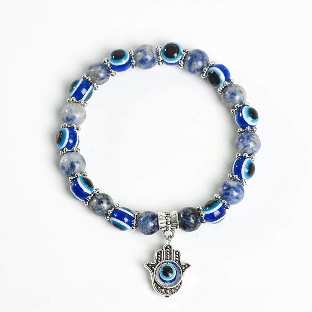 Evil Eye Bead Crystal Natural Stone Bracelet