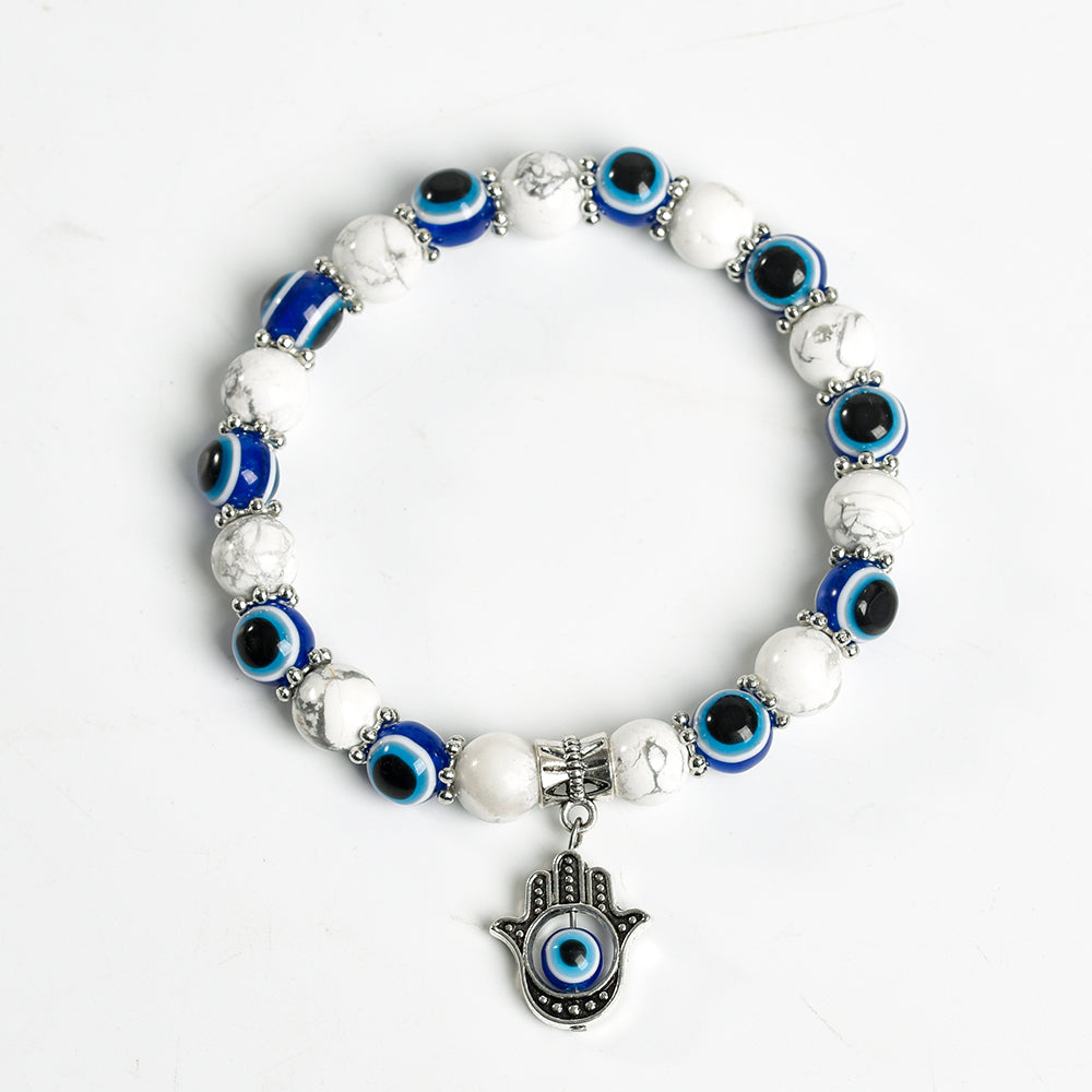 Evil Eye Bead Crystal Natural Stone Bracelet