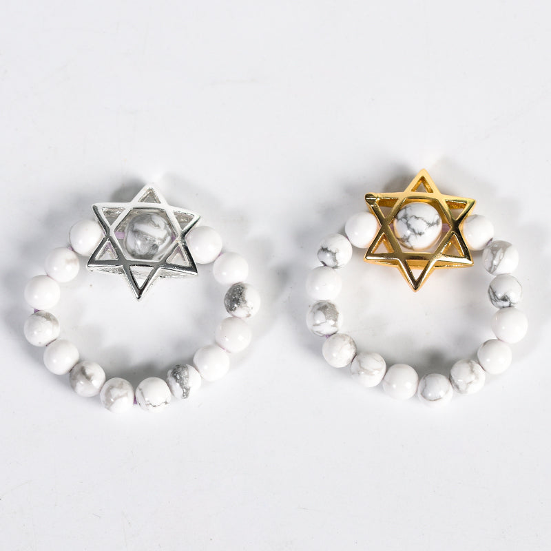 Star of David Crystal Natural Stone Bead Ring