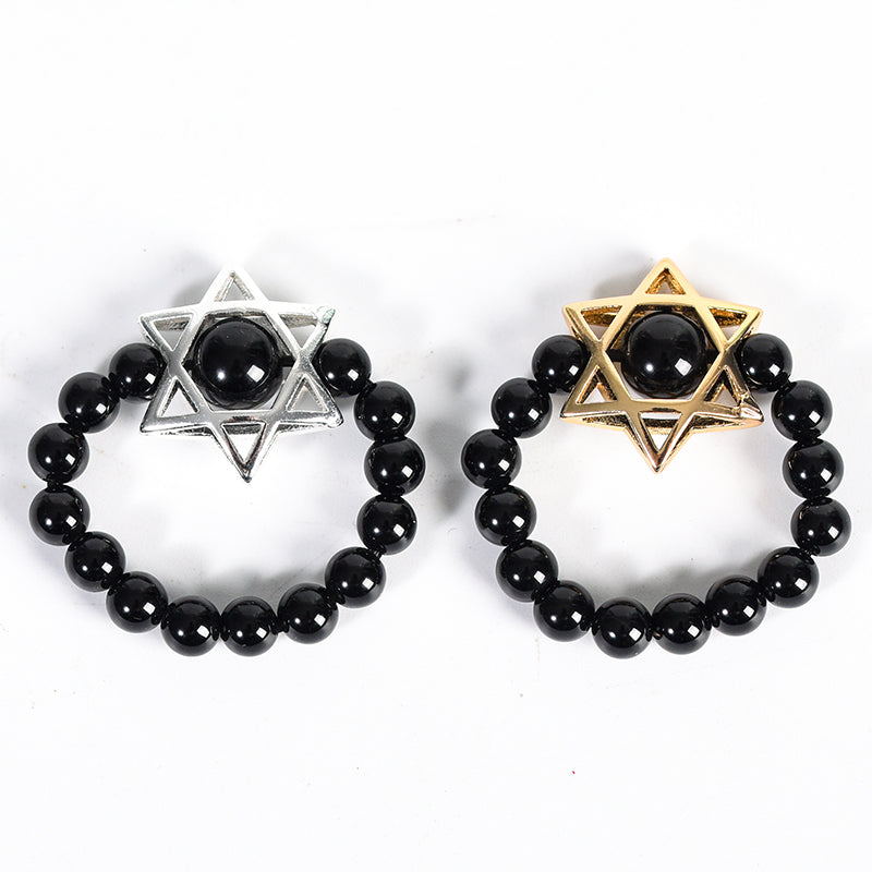 Star of David Crystal Natural Stone Bead Ring