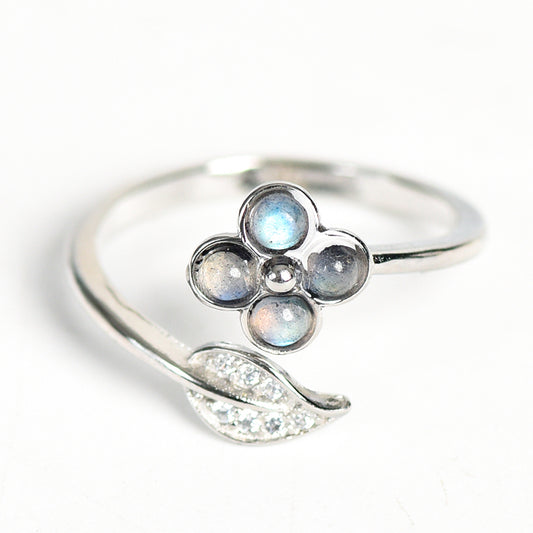 Four-leaf Clover Crystal Natural Stone Ring Design Style