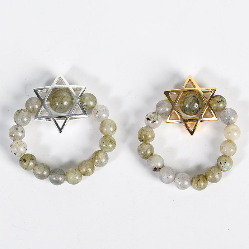 Star of David Crystal Natural Stone Bead Ring