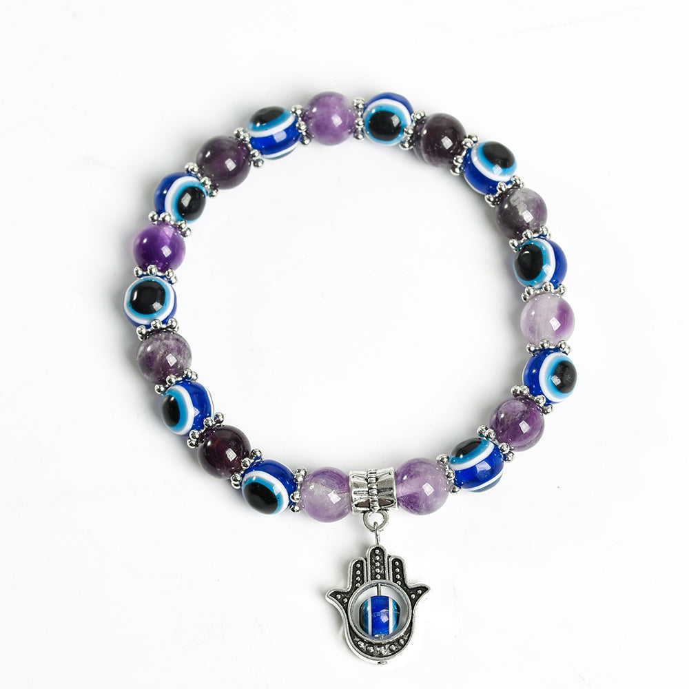 Evil Eye Bead Crystal Natural Stone Bracelet